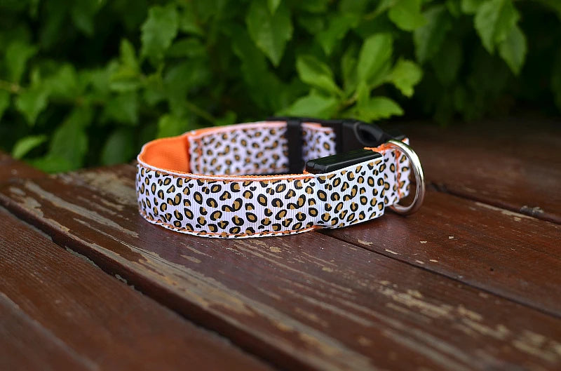 NIGHTBRITE DOG COLLAR (LEOPARD PRINT)