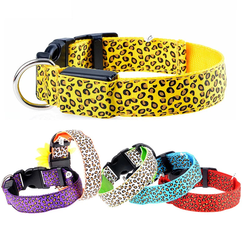 NIGHTBRITE DOG COLLAR (LEOPARD PRINT)