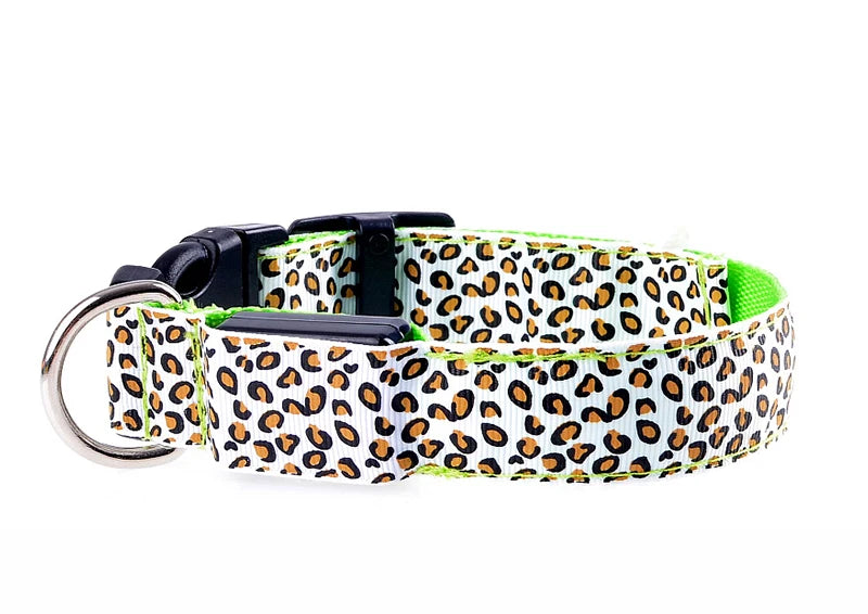 NIGHTBRITE DOG COLLAR (LEOPARD PRINT)