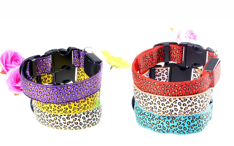 NIGHTBRITE DOG COLLAR (LEOPARD PRINT)