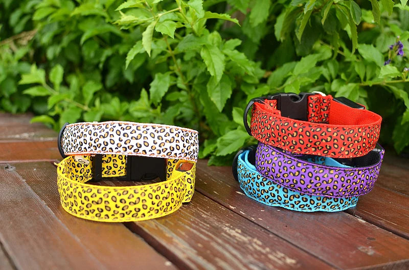 NIGHTBRITE DOG COLLAR (LEOPARD PRINT)